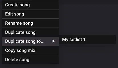 Choix d’une setlist pour le morceau dupliqué